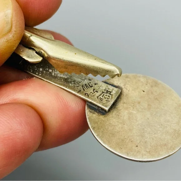 Vintage Sterling Silver Aztec Mayan Sun Calendar Tie Clip 925 - Picture 9 of 13